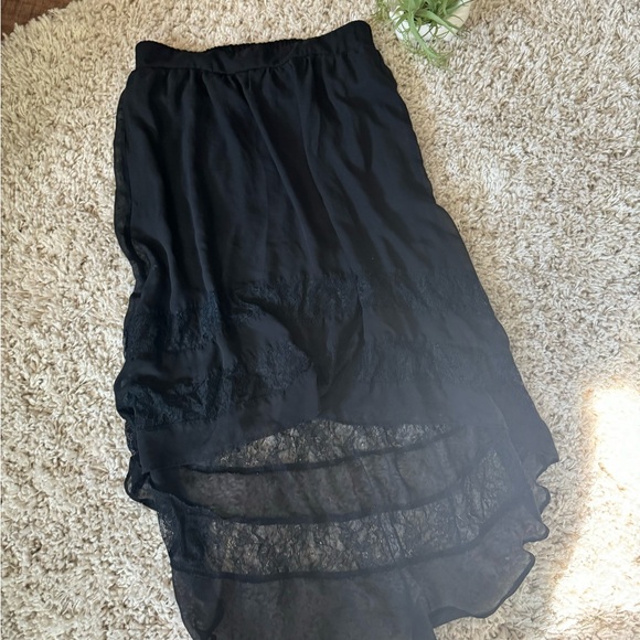 Vintage vanity, 2000s Y2K high low maxi, black bohemian boho indie skirt - Picture 3 of 5